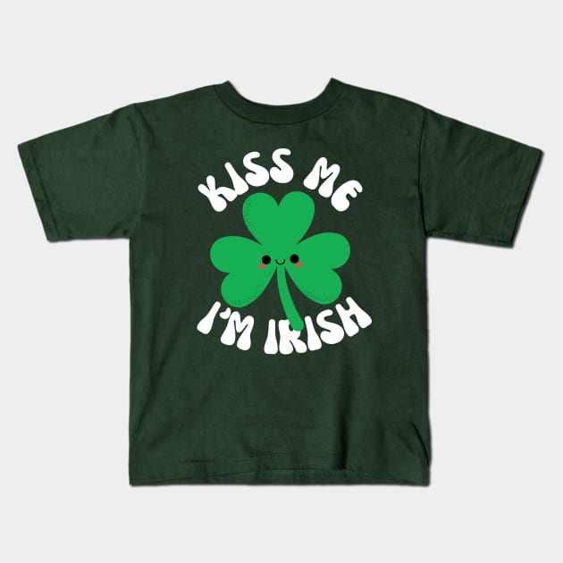 Kiss Me I'm Irish Kawaii Shamrock St Patricks Day Funny Kids T-Shirt by Illustradise